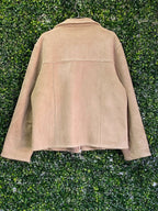 MAN Taupe Faux-Suede Sherpa-Lined Jacket — back