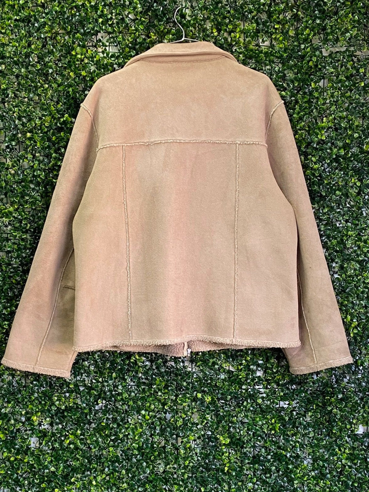 MAN Taupe Faux-Suede Sherpa-Lined Jacket — back