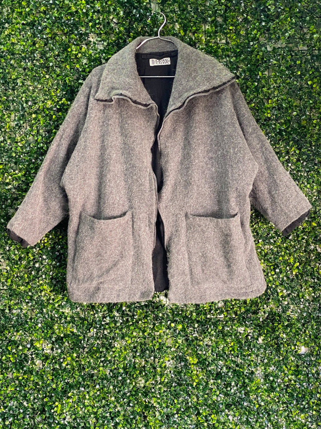 Blickfang Grey Textured Zip Cardigan Jacket — front