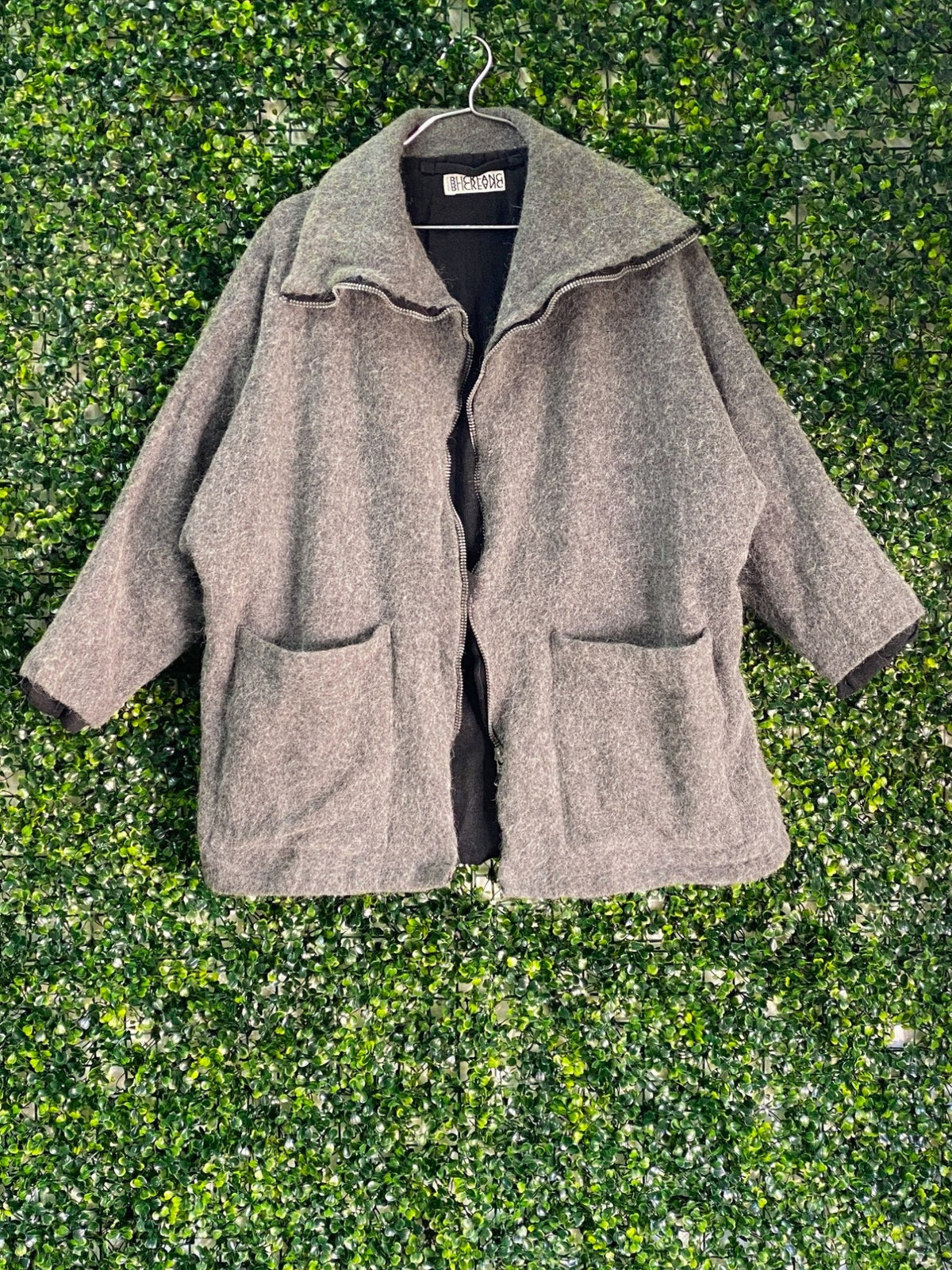 Blickfang Grey Textured Zip Cardigan Jacket — front