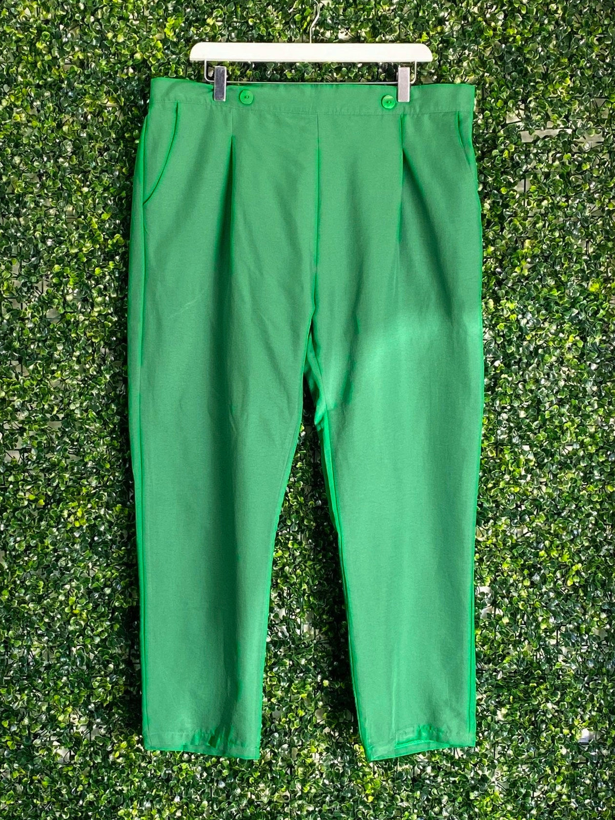 Leigh Schubert Emerald Green Tapered Trousers — front