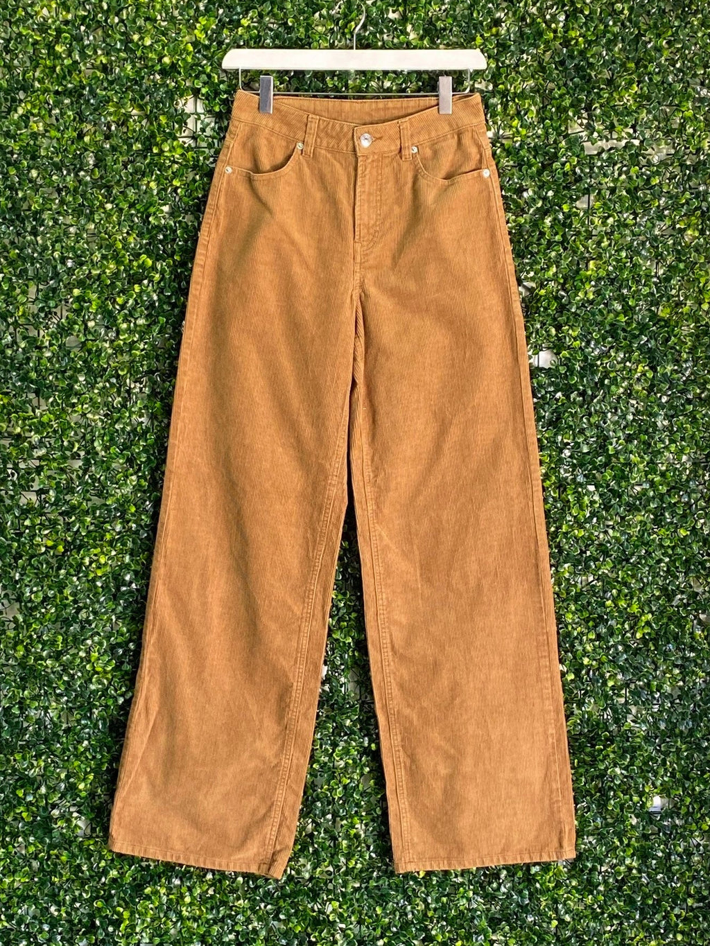 H&M Tan Corduroy Straight-Leg Pants — front