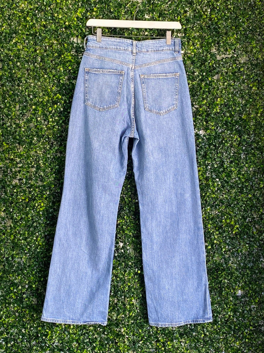 H&M Light-Wash Distressed Straight-Leg Jeans — back