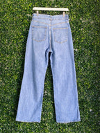 H&M Light-Wash Distressed Straight-Leg Jeans — back