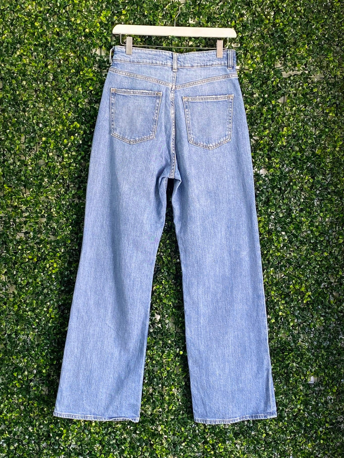 H&M Light-Wash Distressed Straight-Leg Jeans — back