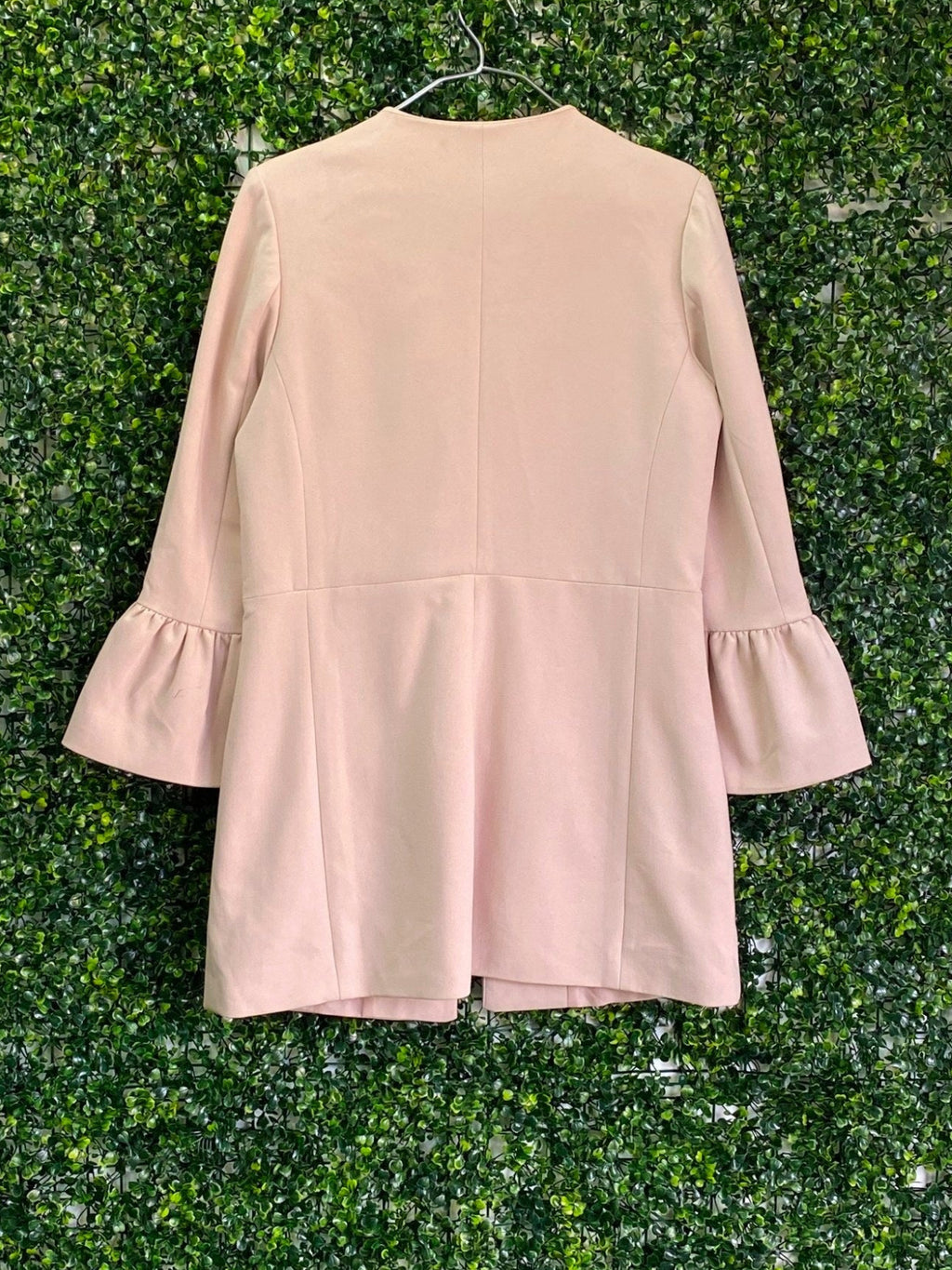 Charter Club Blush Pink Pearl-Neckline Flare-Sleeve Coat — back
