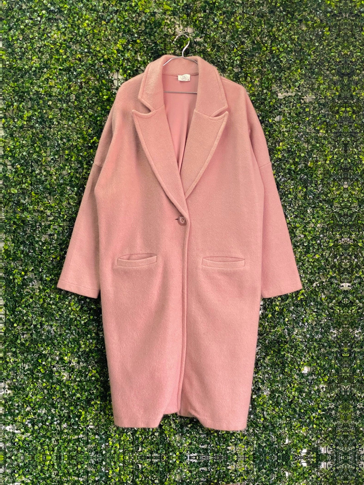 ME&B Dusty Pink Longline Coat — front