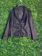 Oasis by Foschini Black Satin-Look Ruched Blazer — front