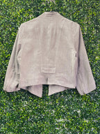 Costes Taupe Suede-Feel Collarless Blazer — back