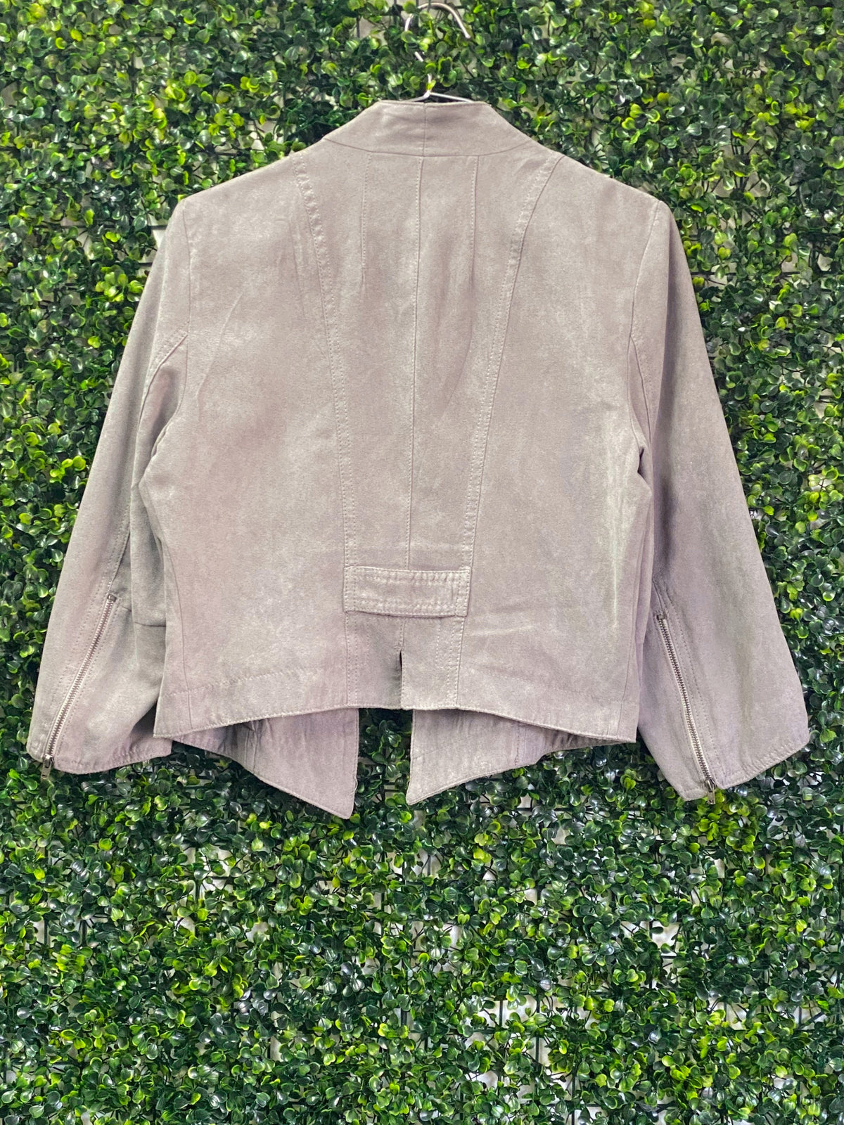 Costes Taupe Suede-Feel Collarless Blazer — back