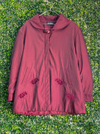 List Woman Burgundy Embroidered Longline Jacket — front