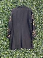 Cornelle Black Longline Blazer with Champagne Patch Sleeves — back