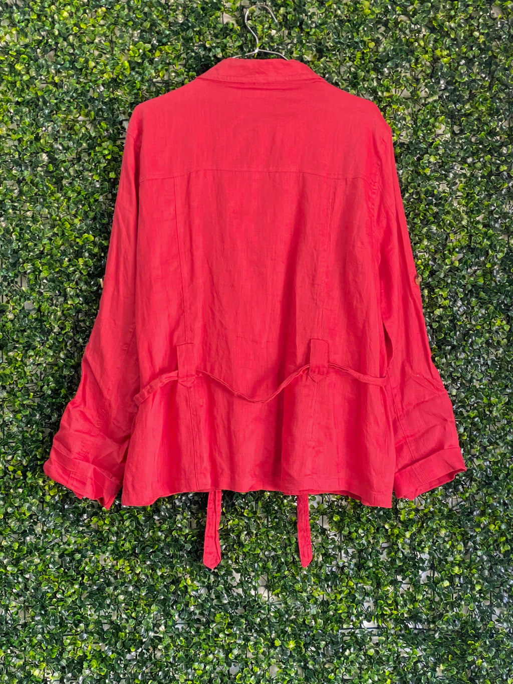 Truworths Coral Red Pure Linen Utility Jacket — back