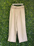 Witchery Oatmeal Linen Belted Wide-Leg Pants — front