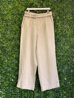 Witchery Oatmeal Linen Belted Wide-Leg Pants — front