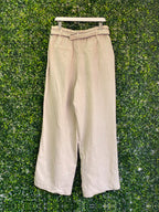 Witchery Oatmeal Linen Belted Wide-Leg Pants — back