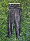 Zara Black Faux-Leather Zip-Ankle Pants — front