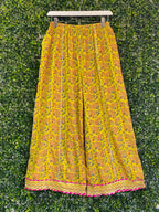 Mustard Floral Border-Print Wide-Leg Pants — front