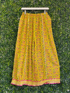 Mustard Floral Border-Print Wide-Leg Pants — back