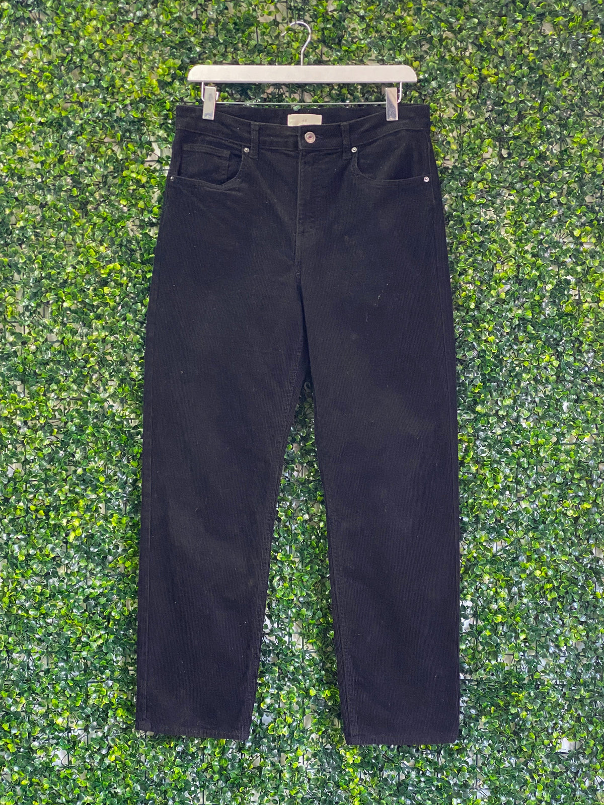 H&M Black Corduroy Straight-Leg Pants — front