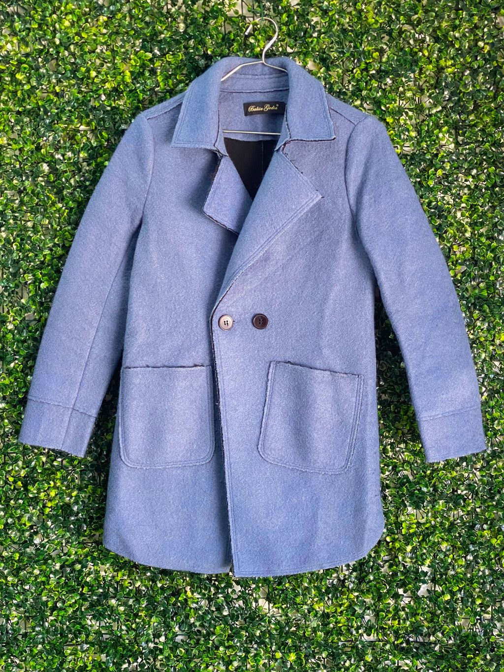 Balila Gedia Powder Blue Longline Button Coat — front