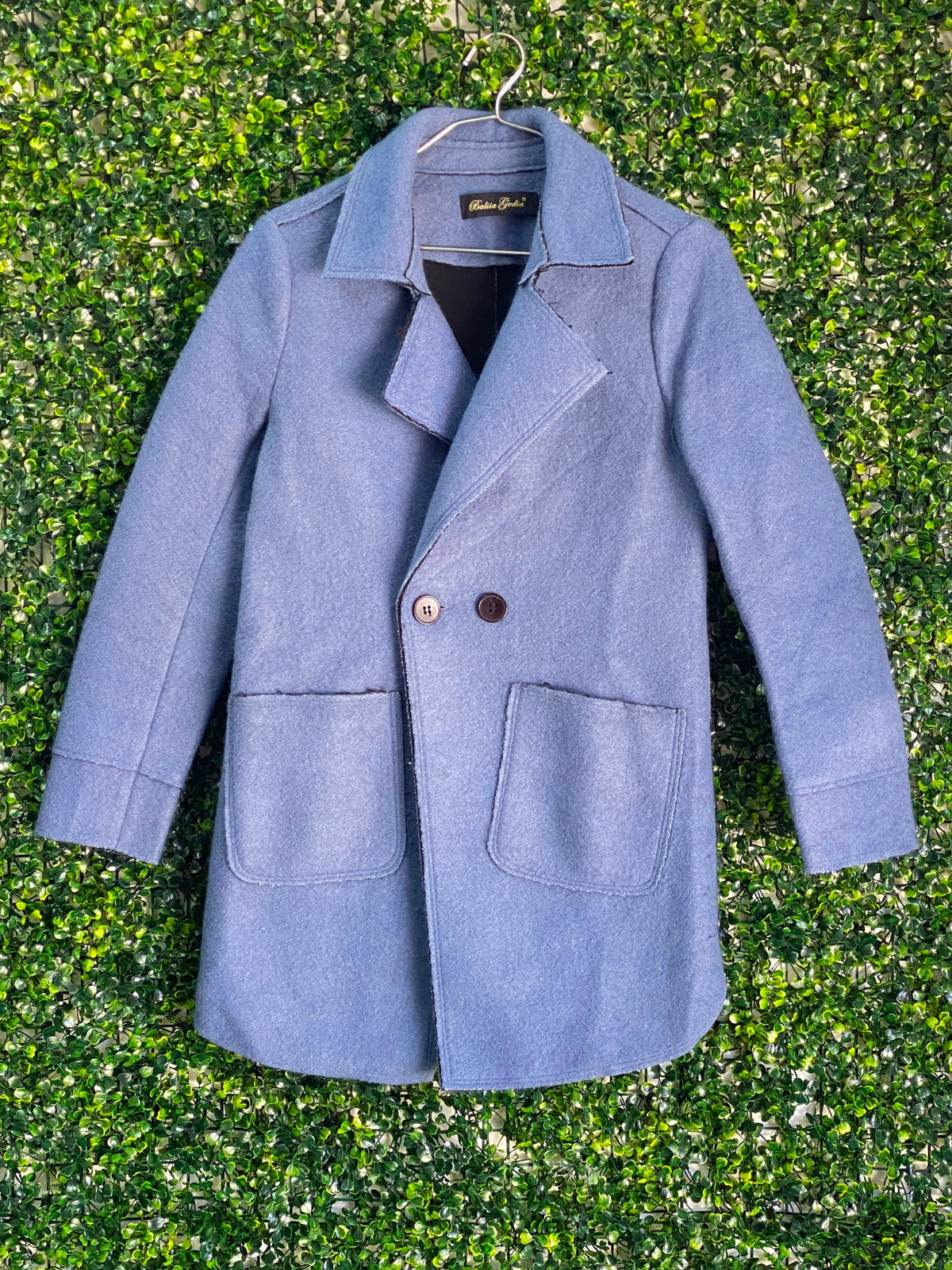 Balila Gedia Powder Blue Longline Button Coat — front