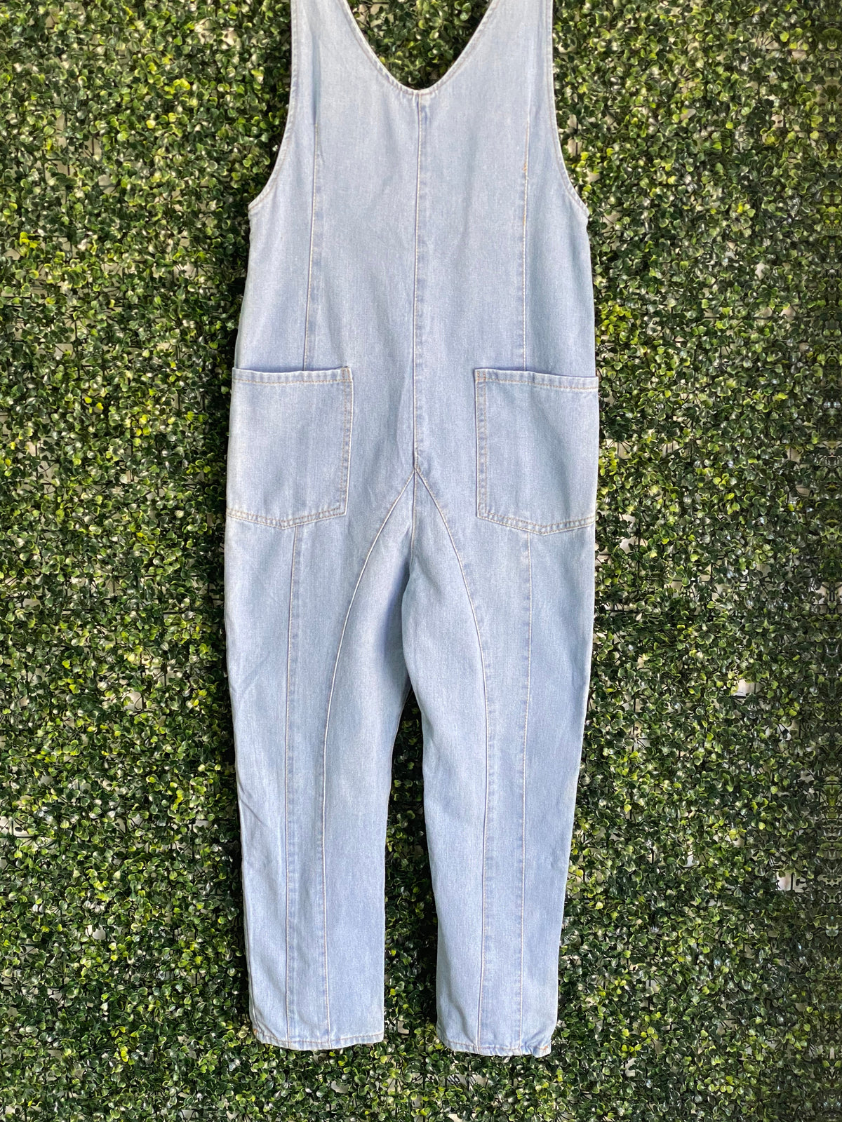 Light Wash Denim Relaxed Dungarees — detail