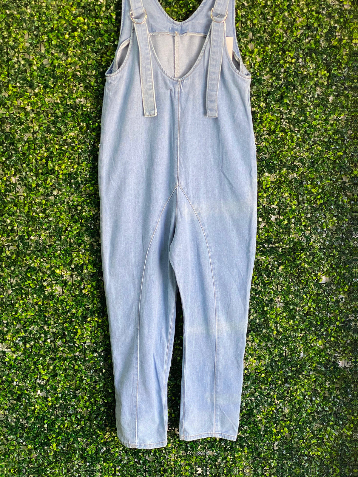 Light Wash Denim Relaxed Dungarees — front