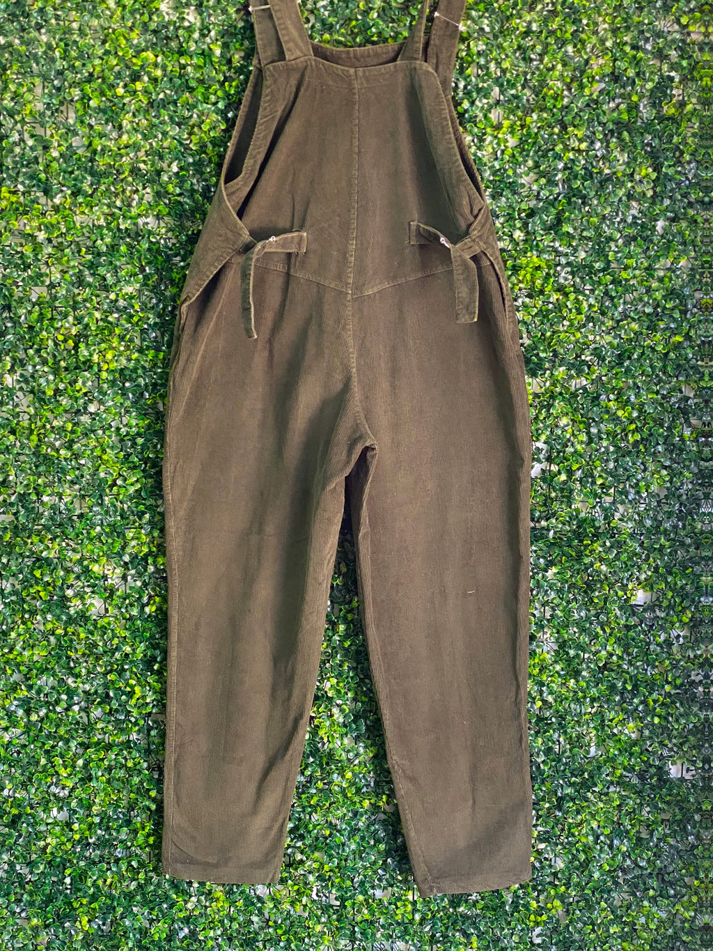 Olive Brown Corduroy Utility Dungarees — back