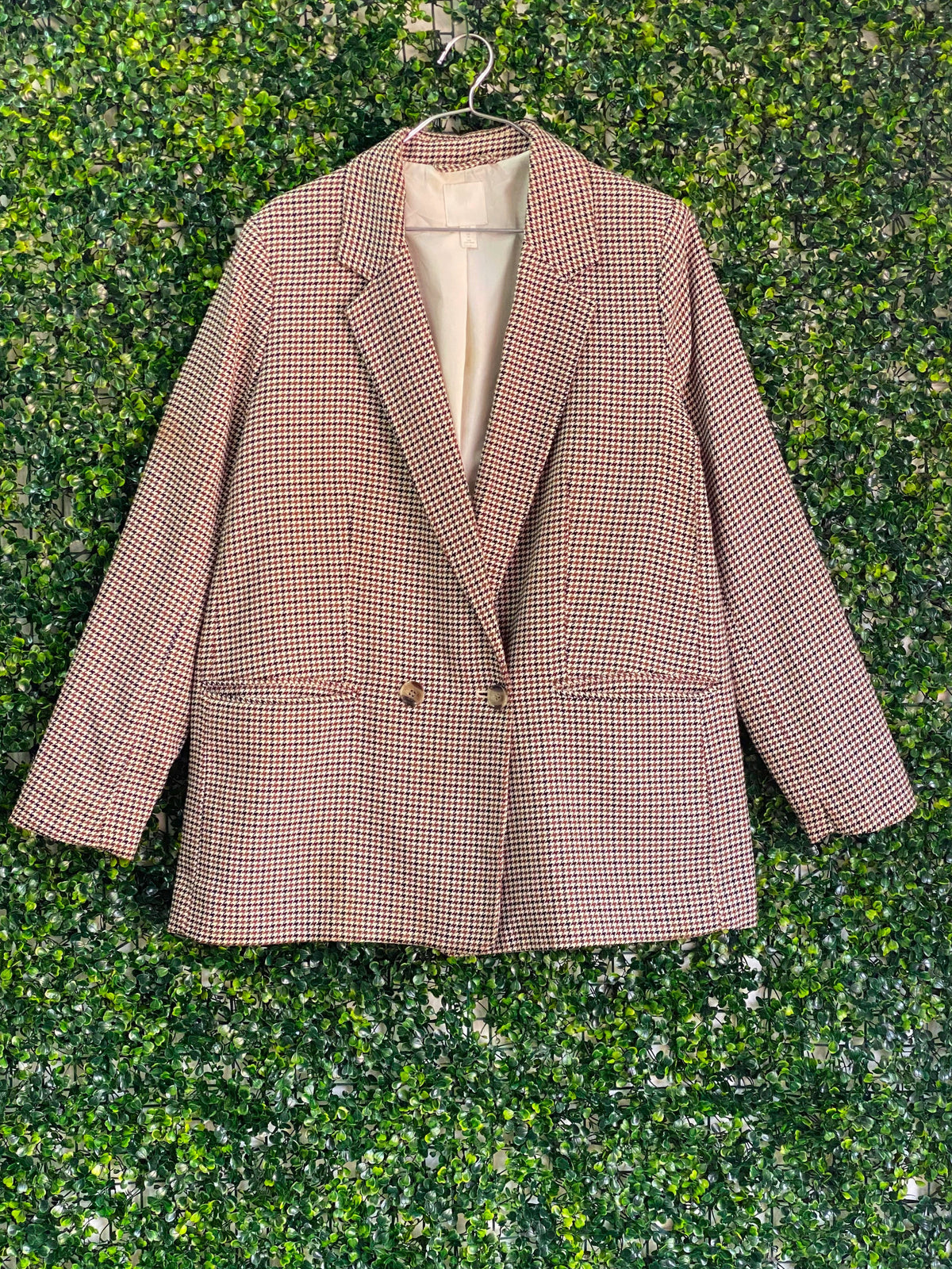 H&M Brown Houndstooth Tailored Blazer — front