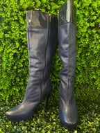 Carrano Navy Knee-High Heeled Boots