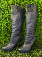 Carrano Navy Knee-High Heeled Boots