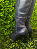 Carrano Navy Knee-High Heeled Boots