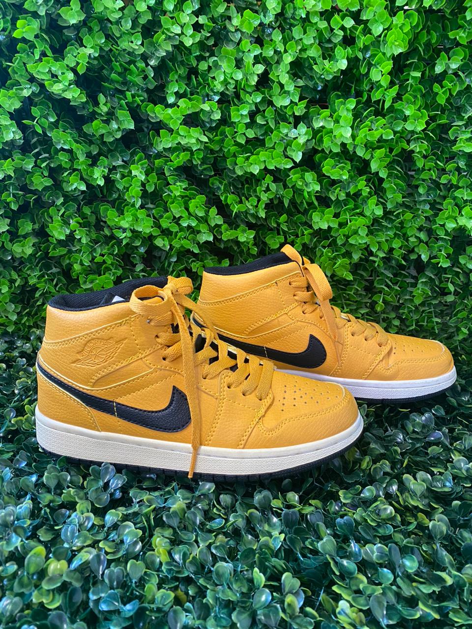 Mustard Yellow Nike Air Jordan High-Top Sneakers