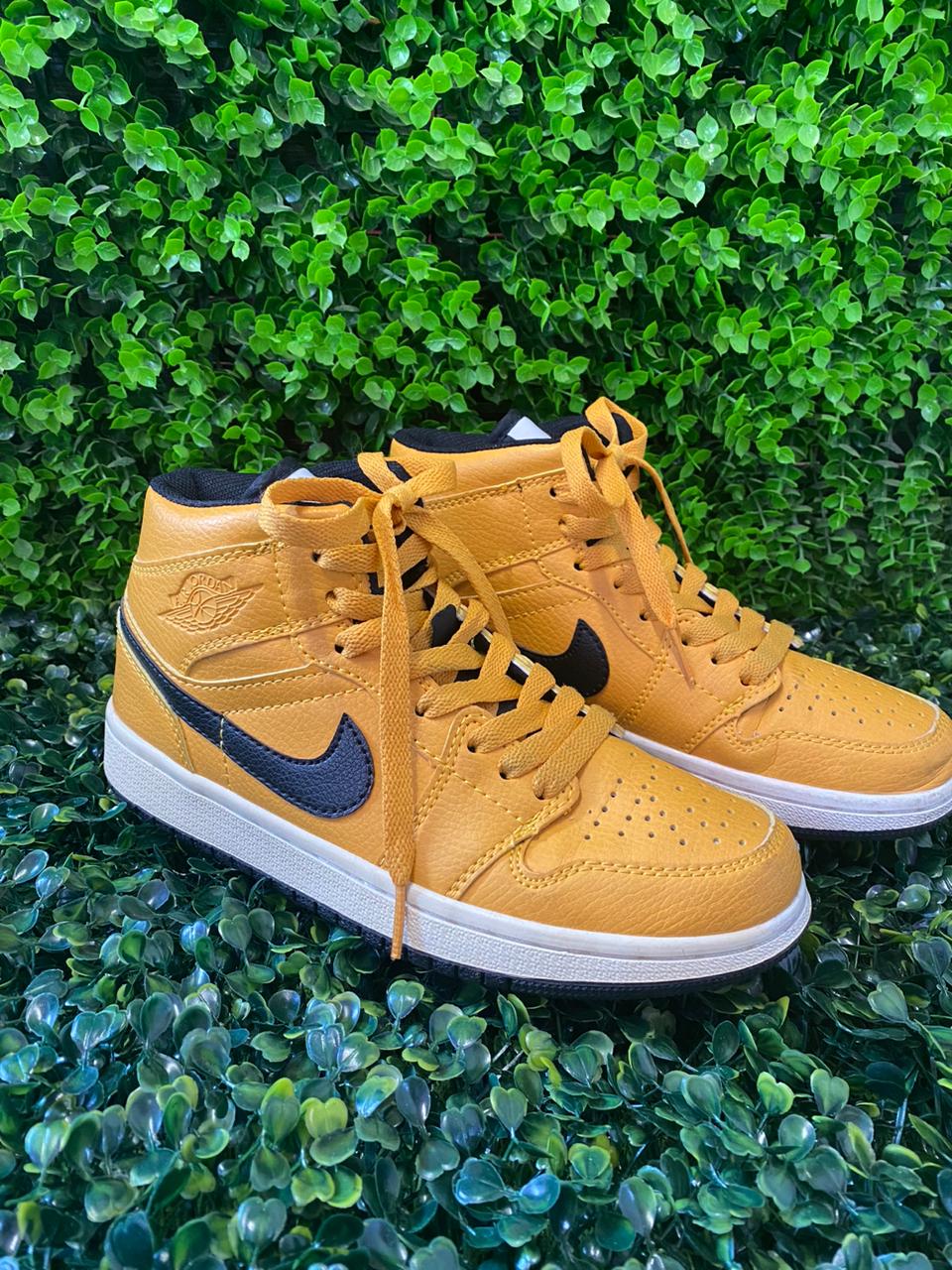 Mustard Yellow Nike Air Jordan High-Top Sneakers