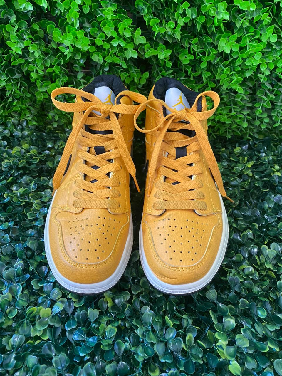 Mustard Yellow Nike Air Jordan High-Top Sneakers