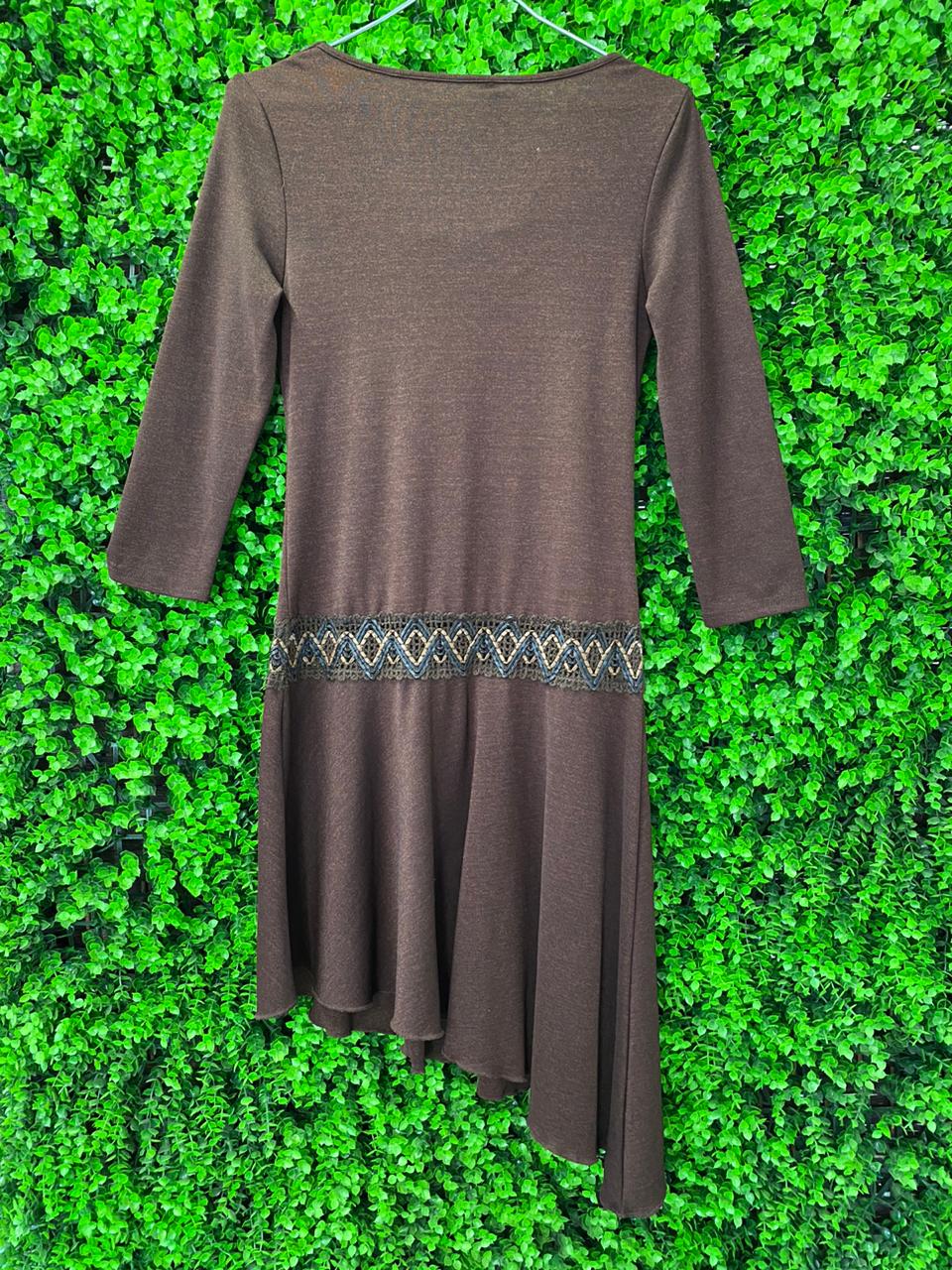 Chocolate Brown Asymmetrical Hem Dress