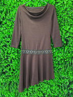 Chocolate Brown Asymmetrical Hem Dress