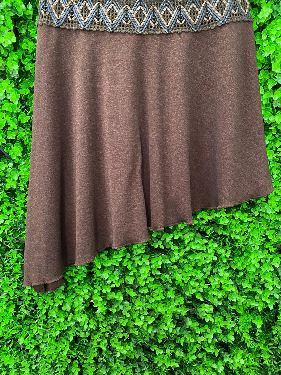 Chocolate Brown Asymmetrical Hem Dress