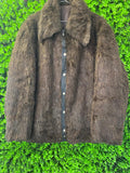 Dark Faux Fur Button-Front Jacket