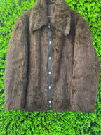 Dark Faux Fur Button-Front Jacket