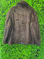 Dark Faux Fur Button-Front Jacket