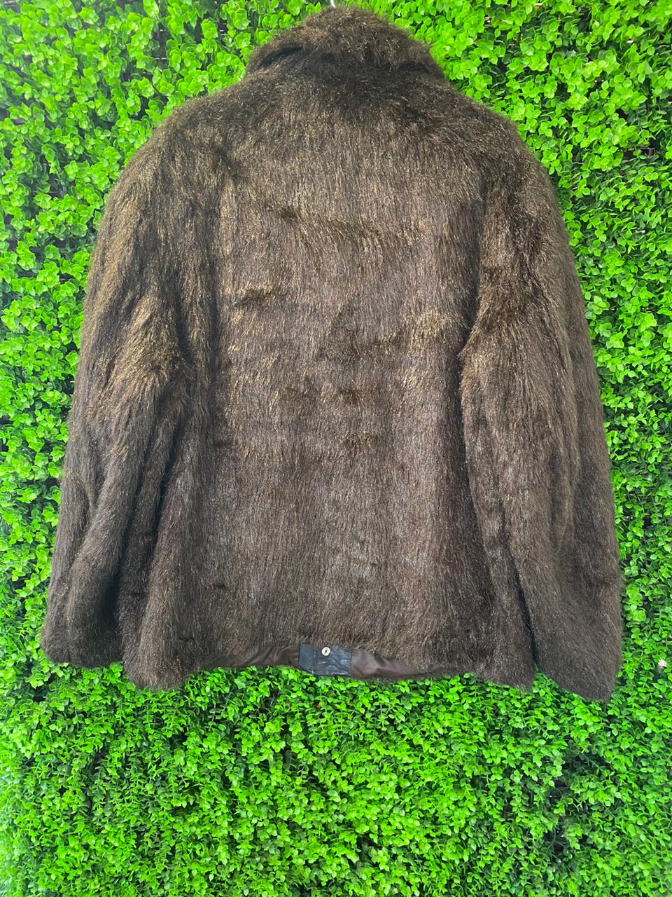 Dark Faux Fur Button-Front Jacket