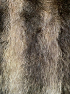 Dark Faux Fur Jacket with Buckle Fastening and Pockets