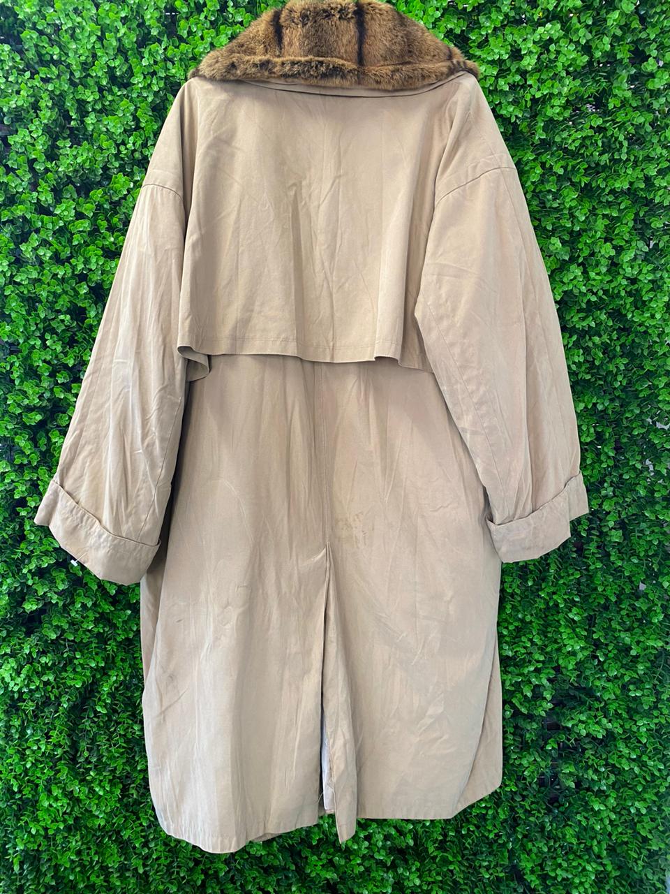 JOOP! Beige Trench Coat with Faux Fur Collar