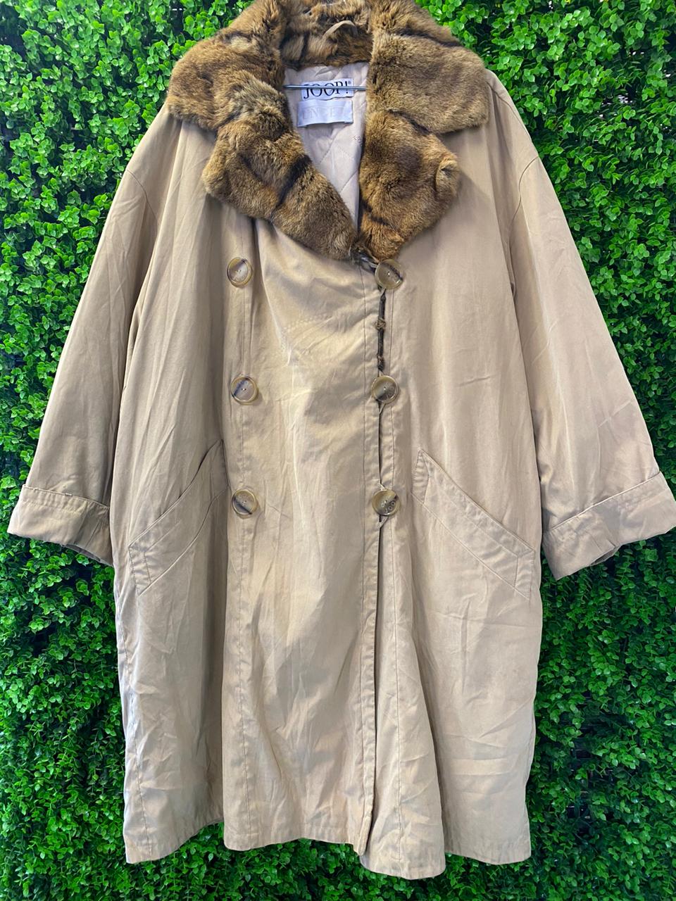 JOOP! Beige Trench Coat with Faux Fur Collar