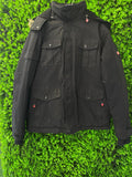 Black Utility Parka Jacket with Faux Fur Trim Hood