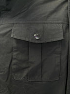 Black Utility Parka Jacket with Faux Fur Trim Hood