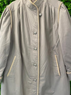 Vintage-Inspired Grey A-Line Coat with Rope Trim