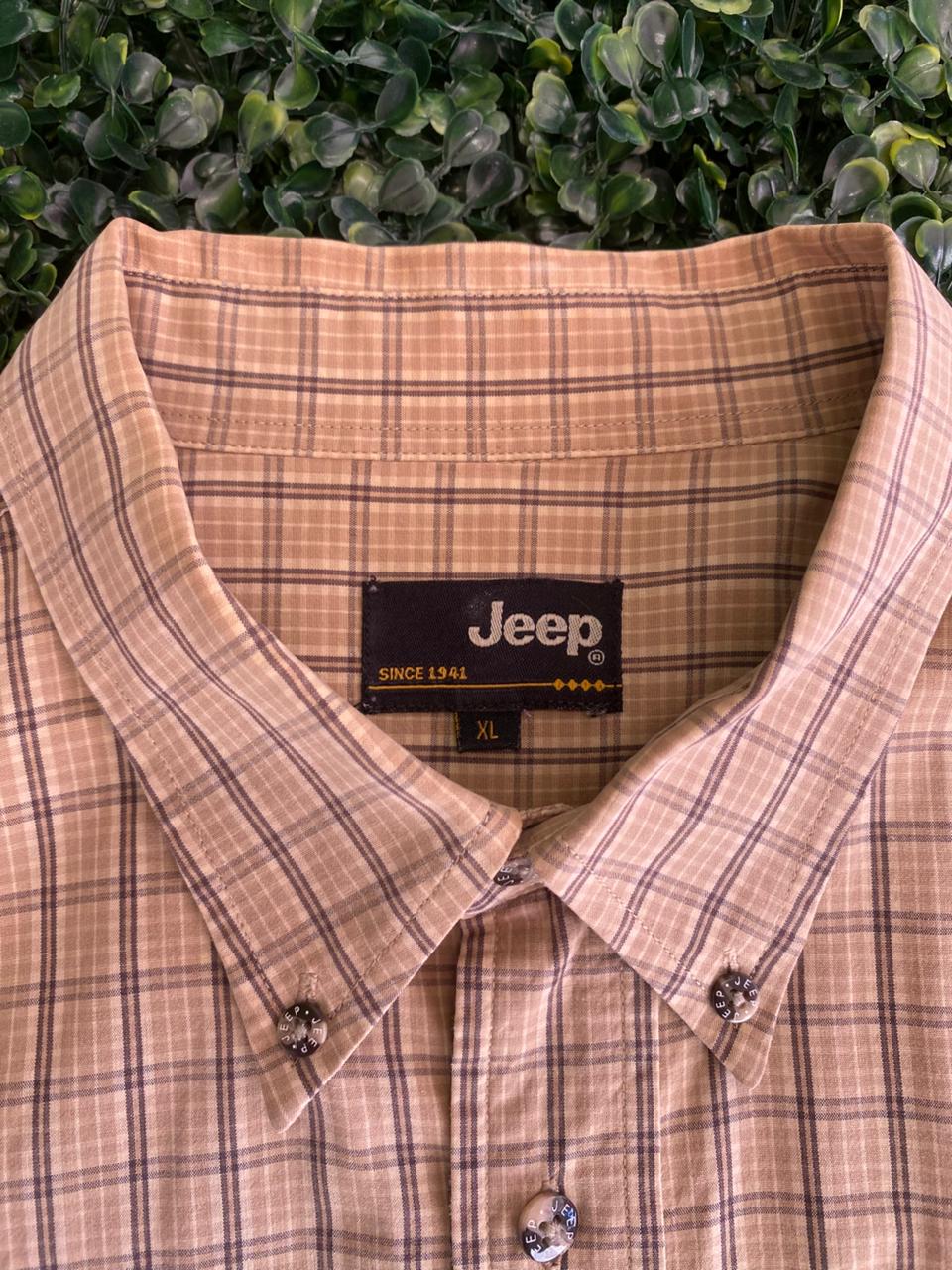 Jeep Beige Check Long-Sleeve Shirt